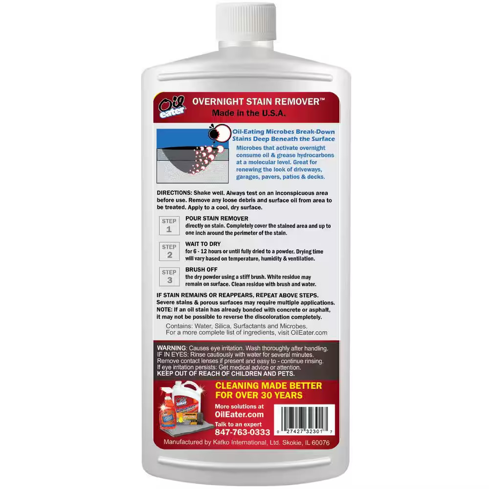 32 Oz. Overnight Stain Remover for Cleaning Oil Stains on Concrete, Driveway, Pa