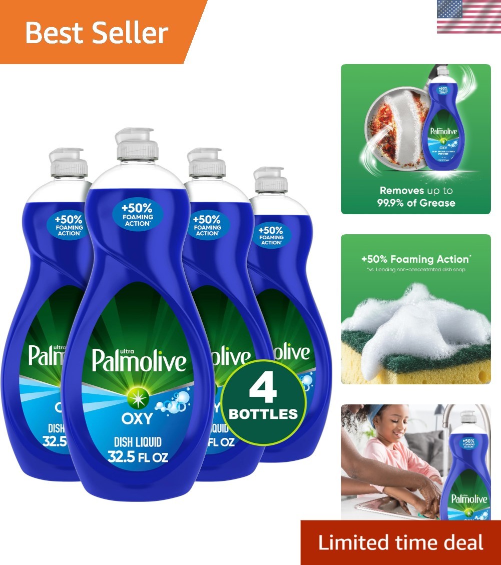 32.5 Oz Pack of 4 Ultra Dish Liquid – Scented, Powerful Degreaser, Kosher & Safe