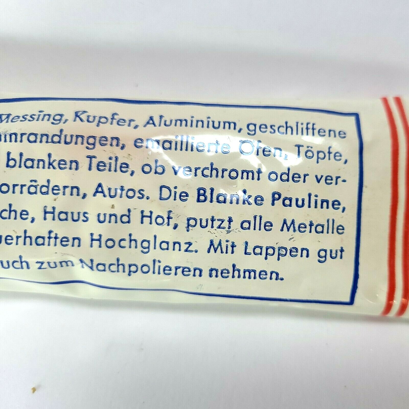 Vtg German Metal Polish Die Blanke Pauline All Metal Mid Century 7oz NOP Detaili