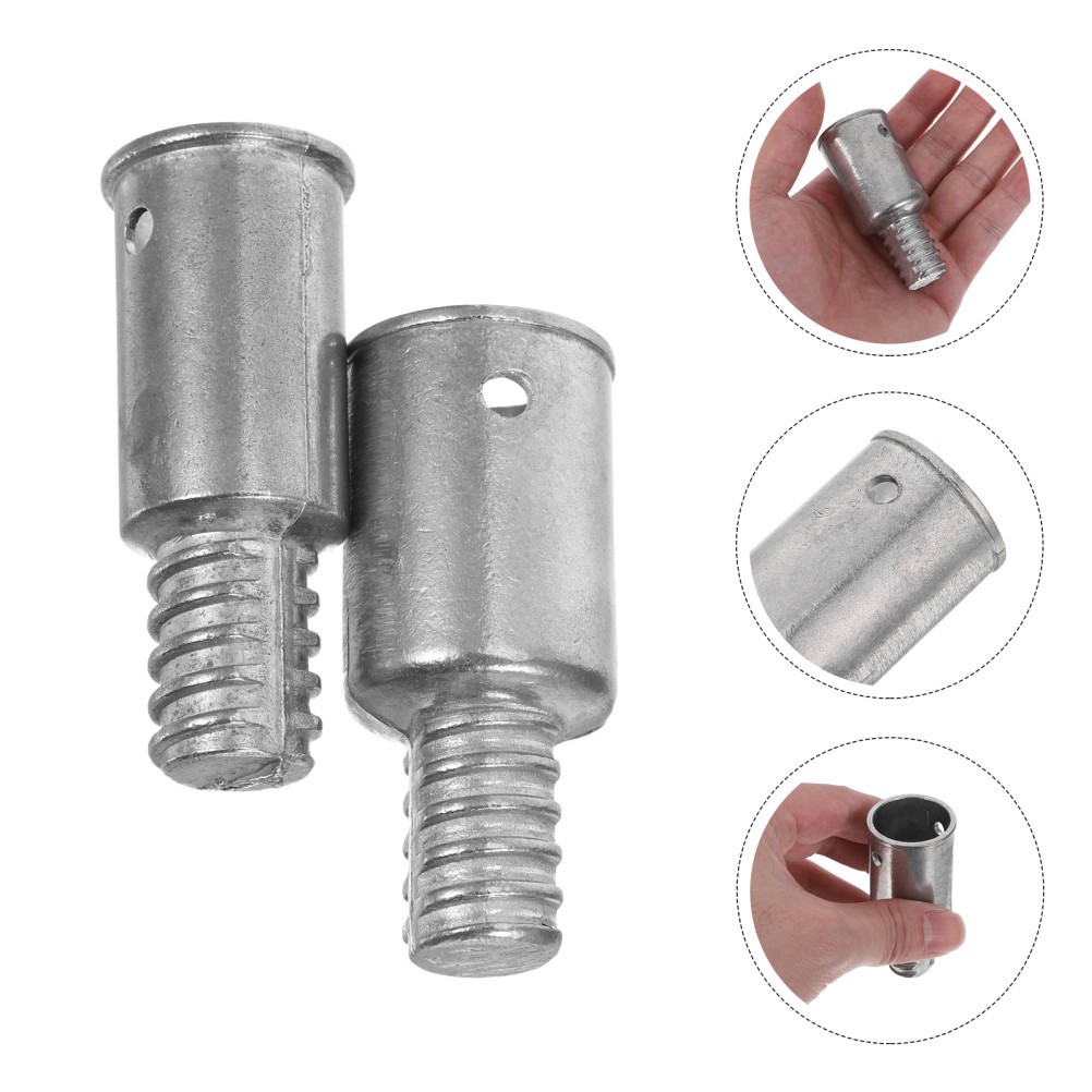 2Pcs Heavy Duty Silver Metal Handle Adapters Universal Pole Tip Replacement