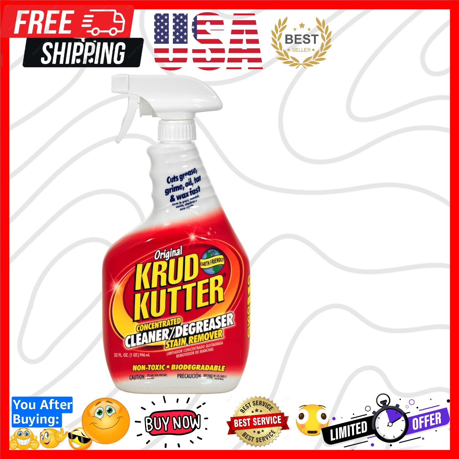 KK32/2 Concentrated Cleaner/Degreaser, 32-Ounce, 2-Pack