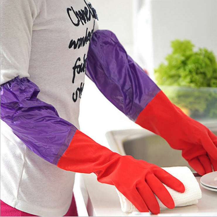 Kitchen Waterproof Long Dishwashing Cleaning Latex Washing Gloves PVC Housework
