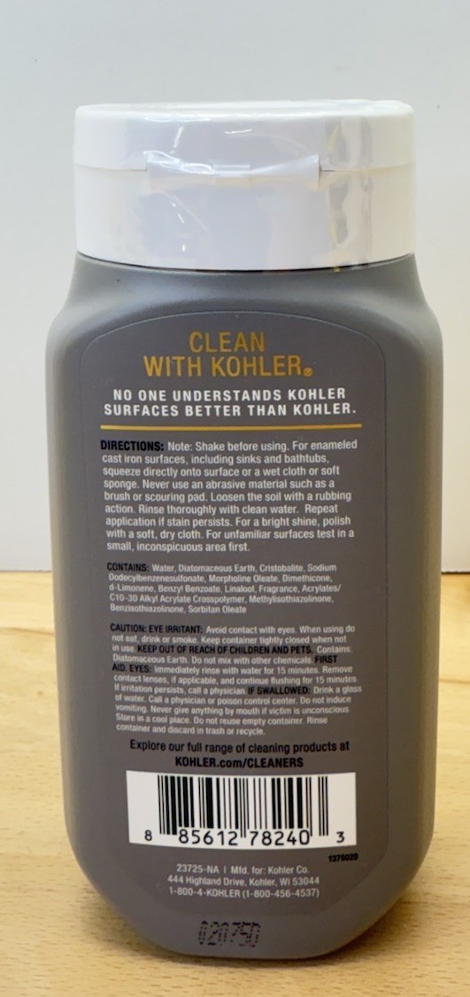 KOHLER K-23725-NA Cast Iron Cleaner, for Kitchen and Bathroom, 8 Oz Bottle,