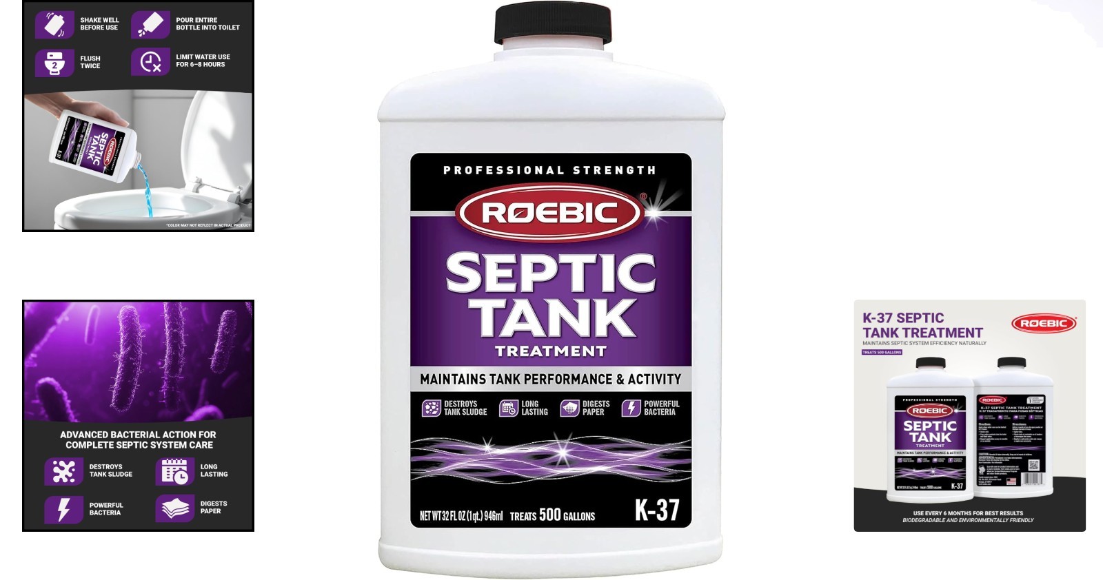Eco-Friendly 32 Ounce Septic Tank Treatment with Bacteria Enzymes – Lasts 1