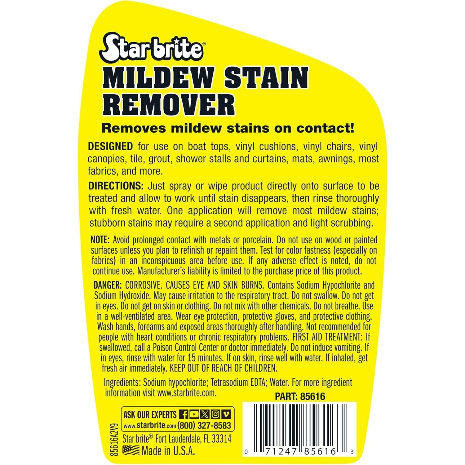 Concentrated Mildew Stain Remover Cleaner for Outdoor Surfaces 22 Fluid Oz