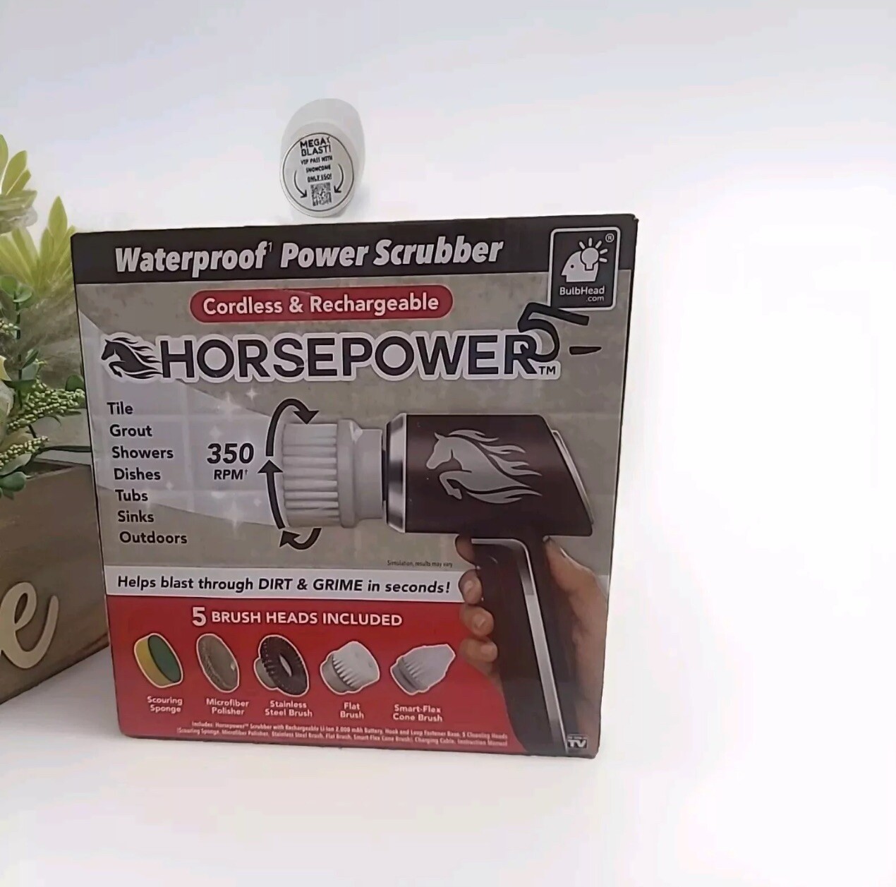 Ruby Horsepower Handheld Cordless Rechargeable Spinning Power Scrubber