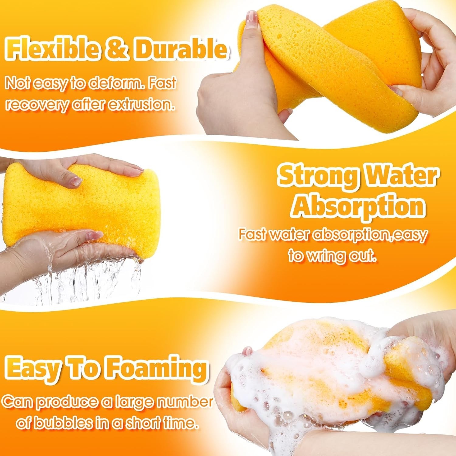 24 Large Yellow Cleaning Sponges 7.5 x 5.5 in for Efficient Household Cleaning
