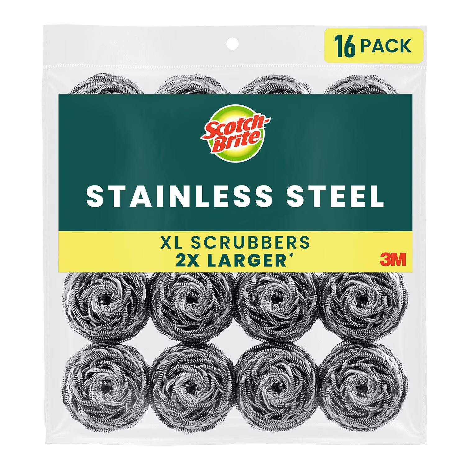 Scotch-Brite Stainless Steel Extra Large Scrubbers,16 count. Free Shipping
