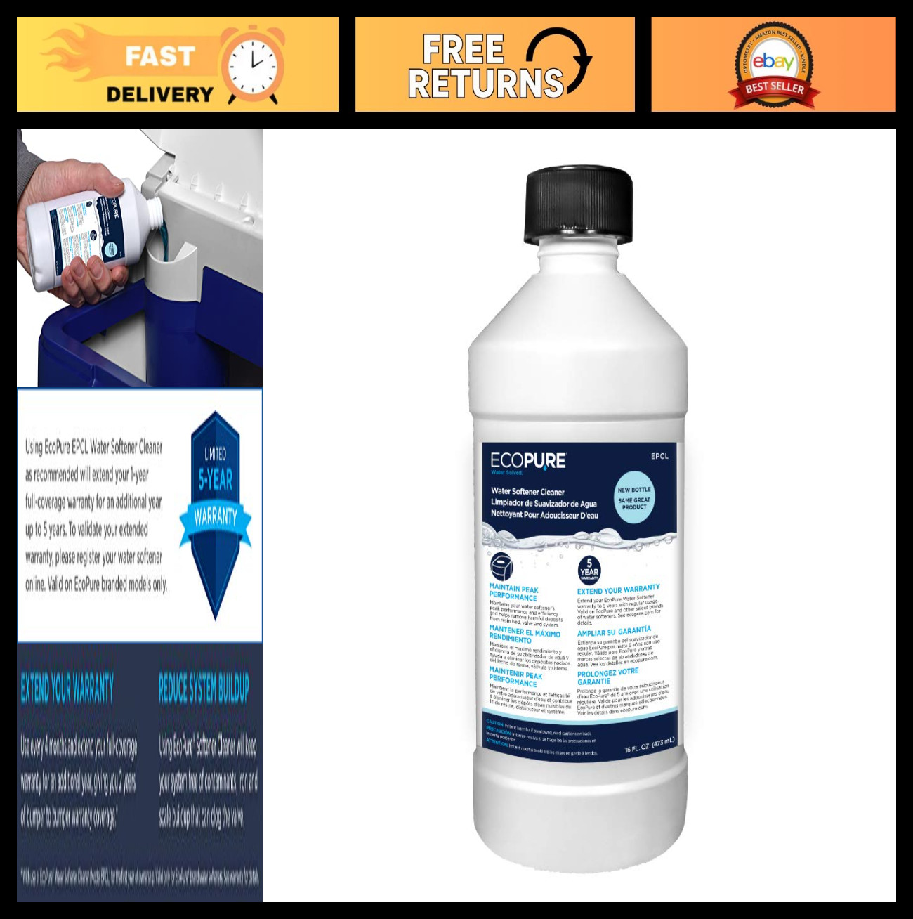 Universal Water Softener Cleaner – Removes Iron, Rust & Sediment – Extends Syste