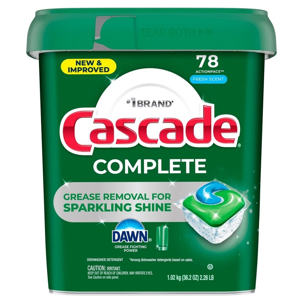 Cascade Complete Dishwasher Detergent ActionPacs, Fresh Scent, 78 ct