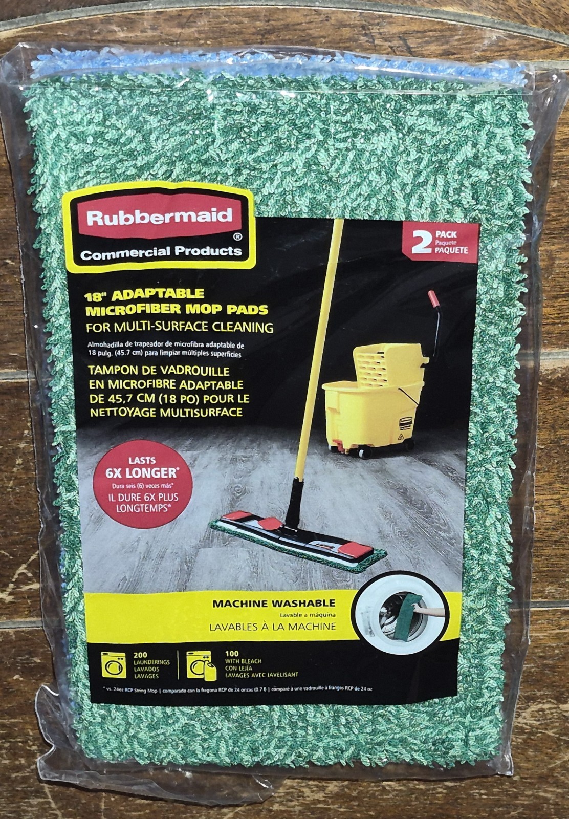 2pk of RUBBERMAID 18″ Adaptable Microfiber Mop Pads #2173075
