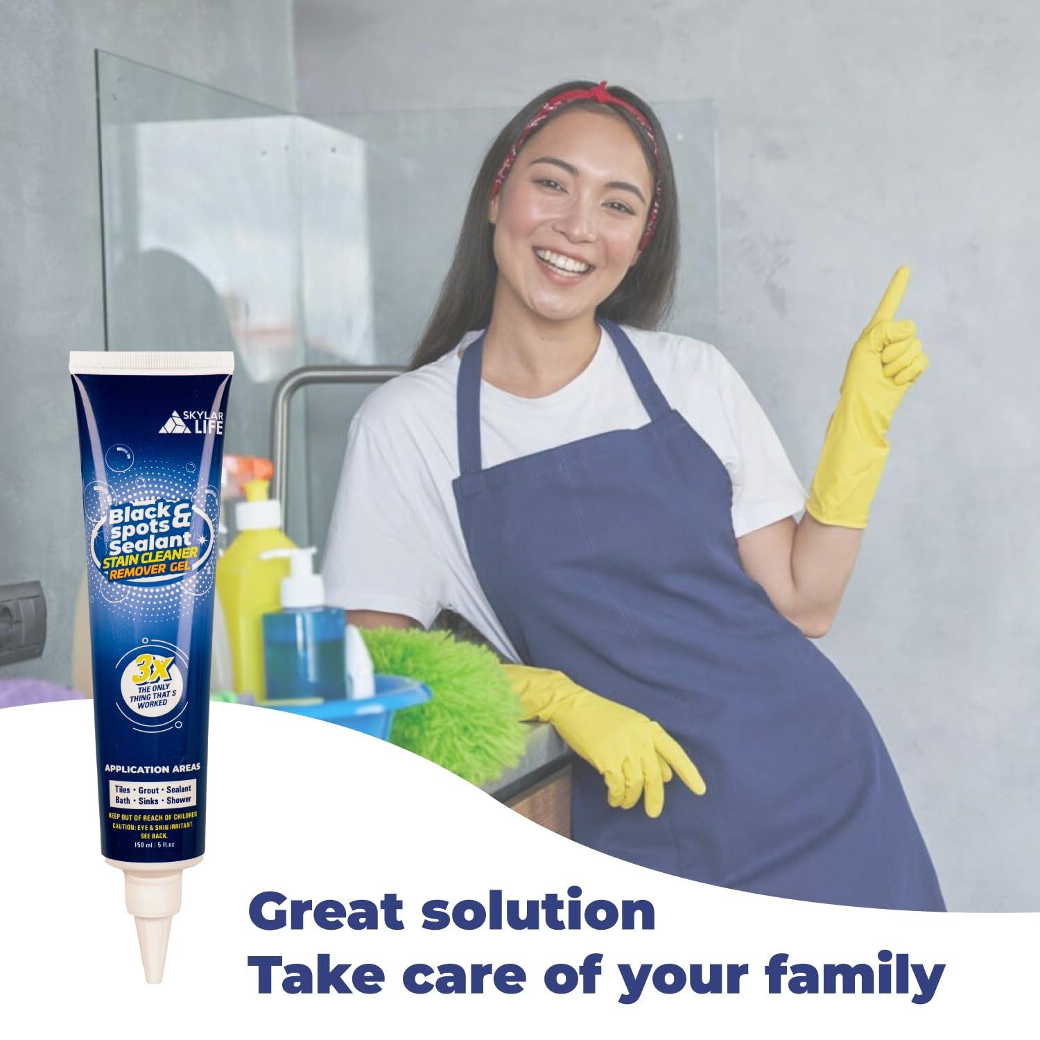 Skylarlife Grout Silicone Caulk Whitener, Black Stain Problem Solver, for Home S