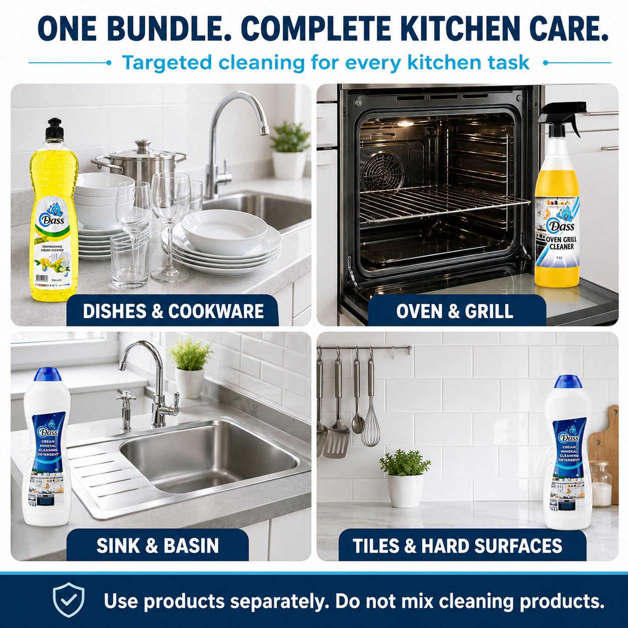 Mr Dass Kitchen Cleaning Bundle Dishwashing Oven Grill & Cream Cleaner 3pc