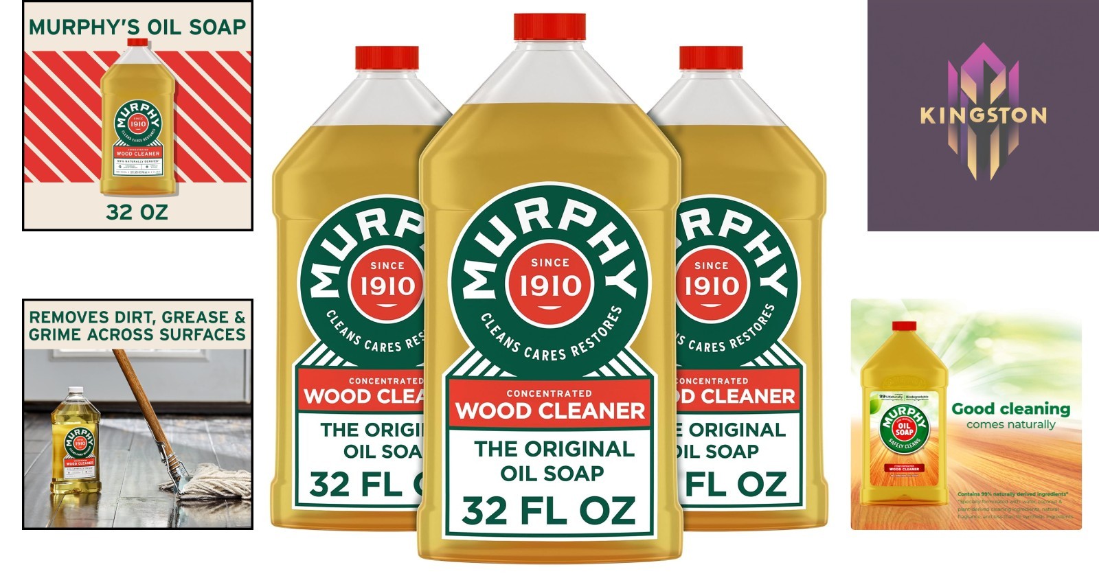 Gentle No-Rinse Wood Cleaner – Concentrated Citronella Oil Soap, 32 fl oz Pack