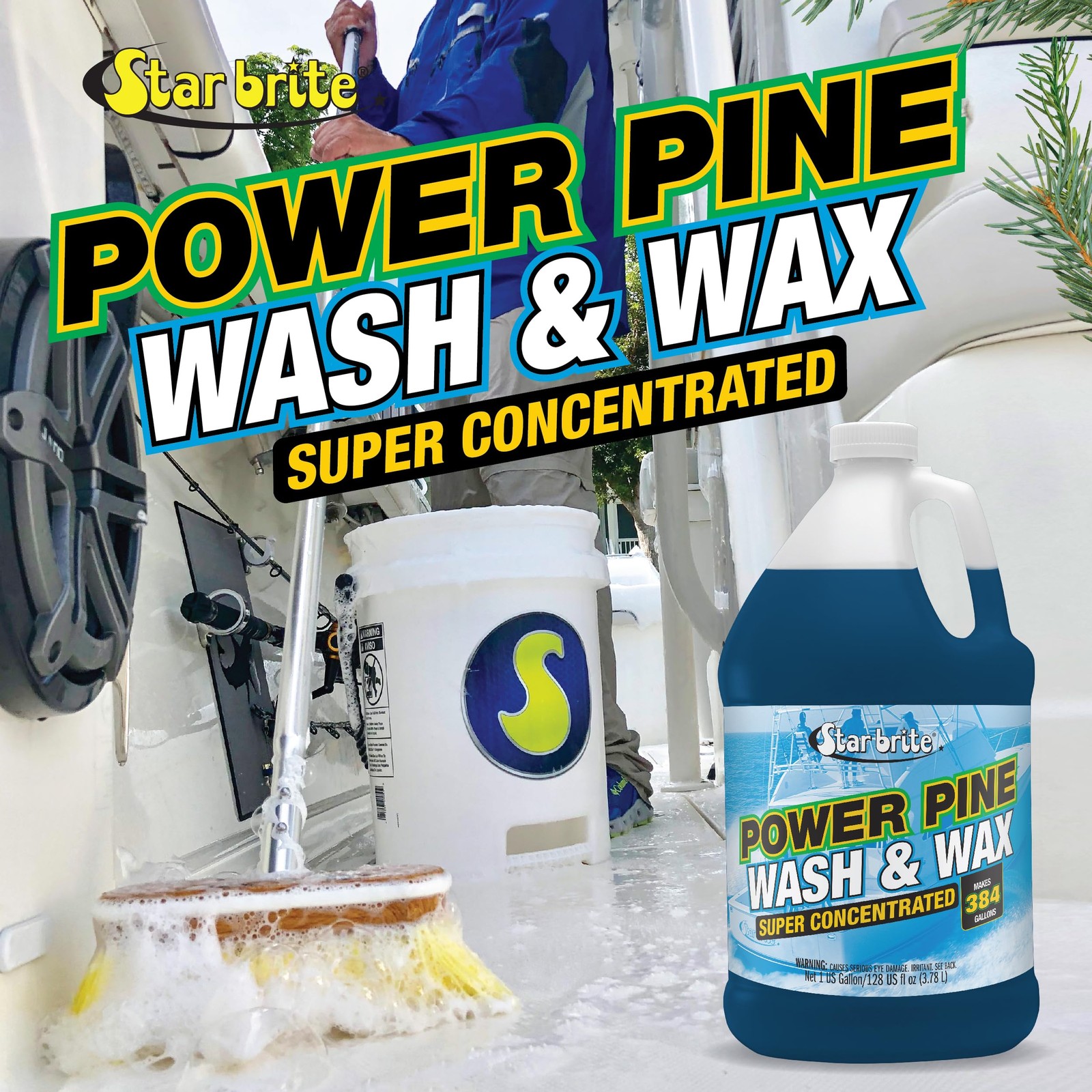 STAR BRITE Power Pine Wash Wax 128 Fl Oz 1 Gallon for Boats Cars RVs