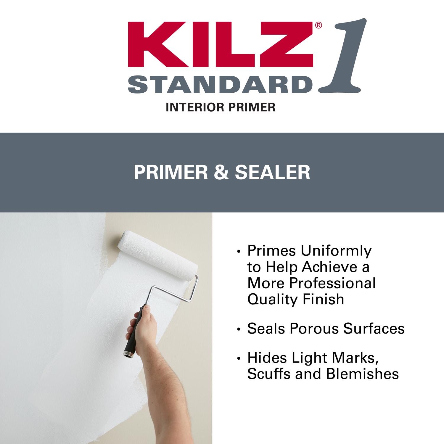 KILZ STANDARD Matte White Water-Based Acrylic Primer Multiple Surfaces 1gal.4pk