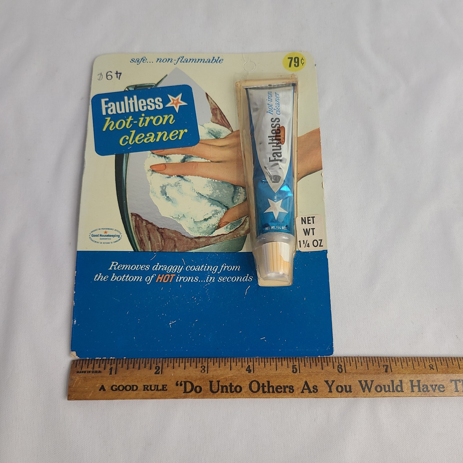 Faultless Hot Iron Cleaner Vintage NOS Sealed 1968 Package MCM NEW Advertising