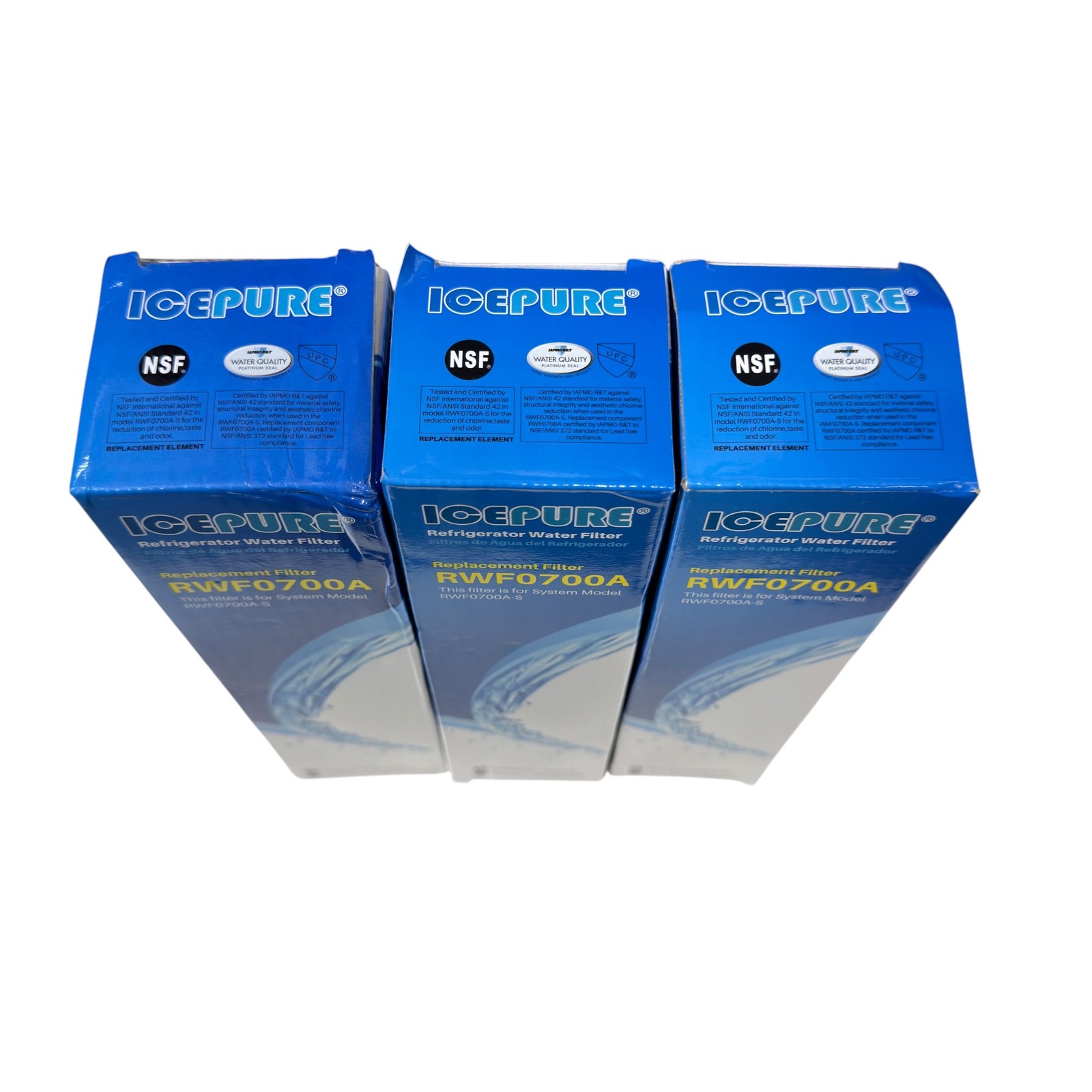3-Pack ICEPURE RWF0700A Refrigerator Water Filter Replacement NSF Certified