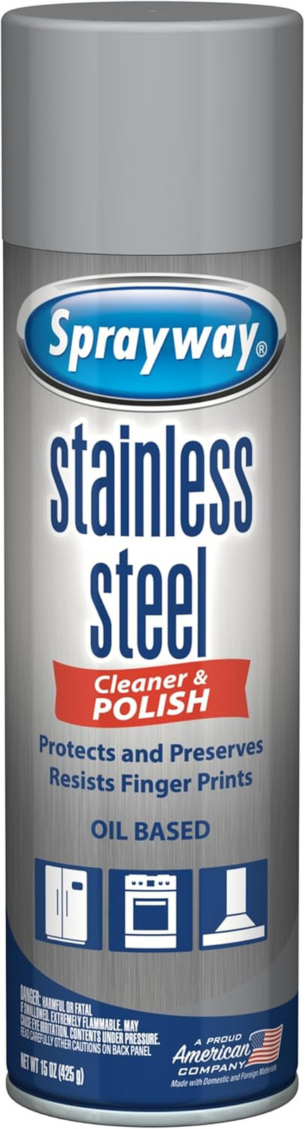 6 Pack Stainless Steel Cleaner Spray 15oz Oil-Based Cleans & Polishes