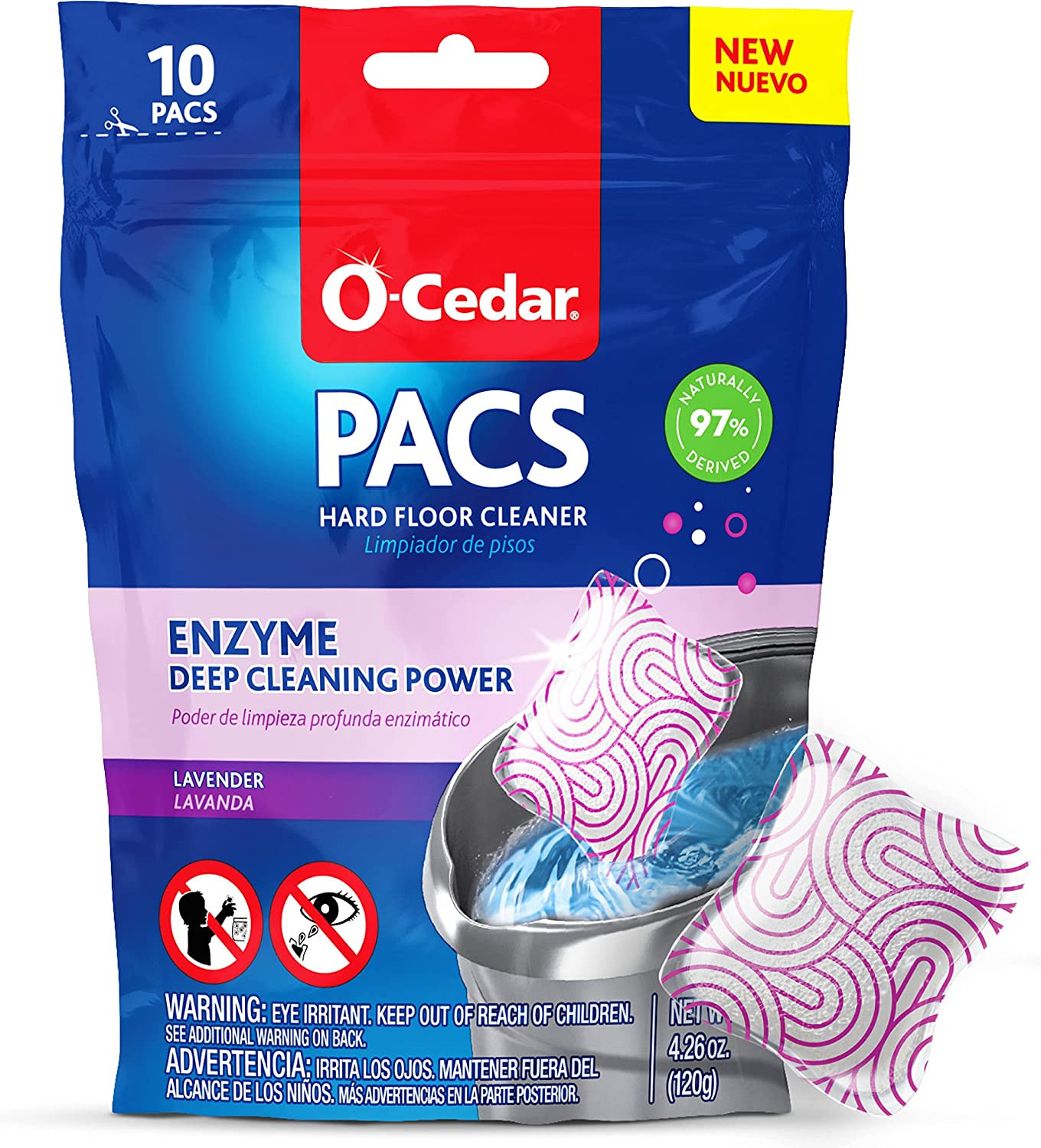 PACS Hard Floor Cleaner, Lavender Scent 10 Count (1-Pack) | Made with Naturally-