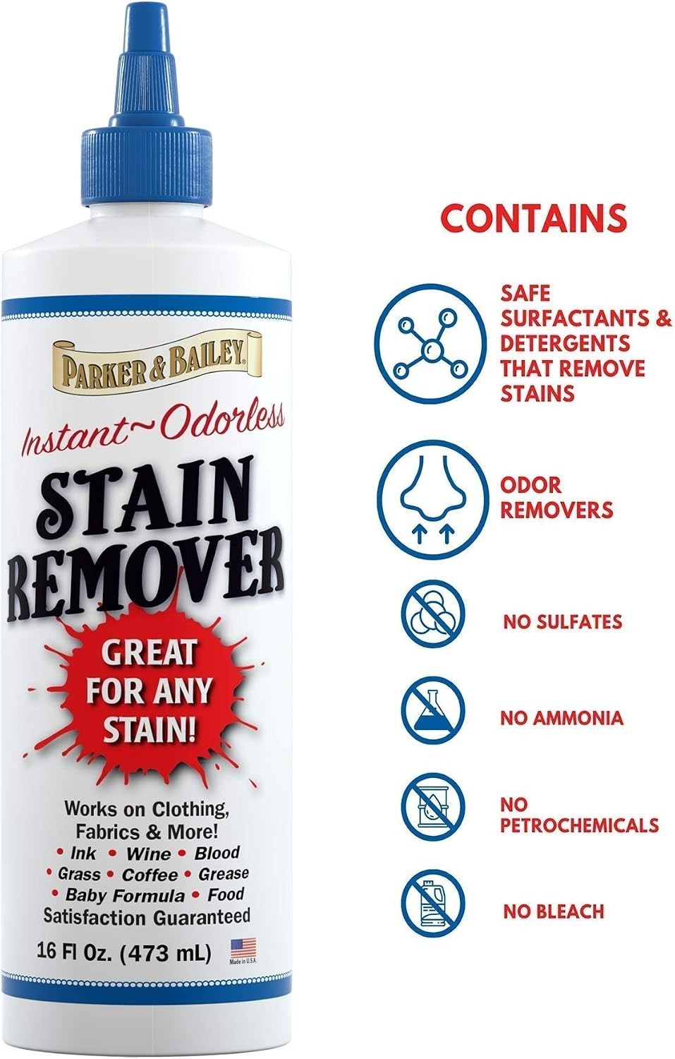 Odorless 16oz Stain Remover for Blood, Chocolate & More – Multi-Surface Solution