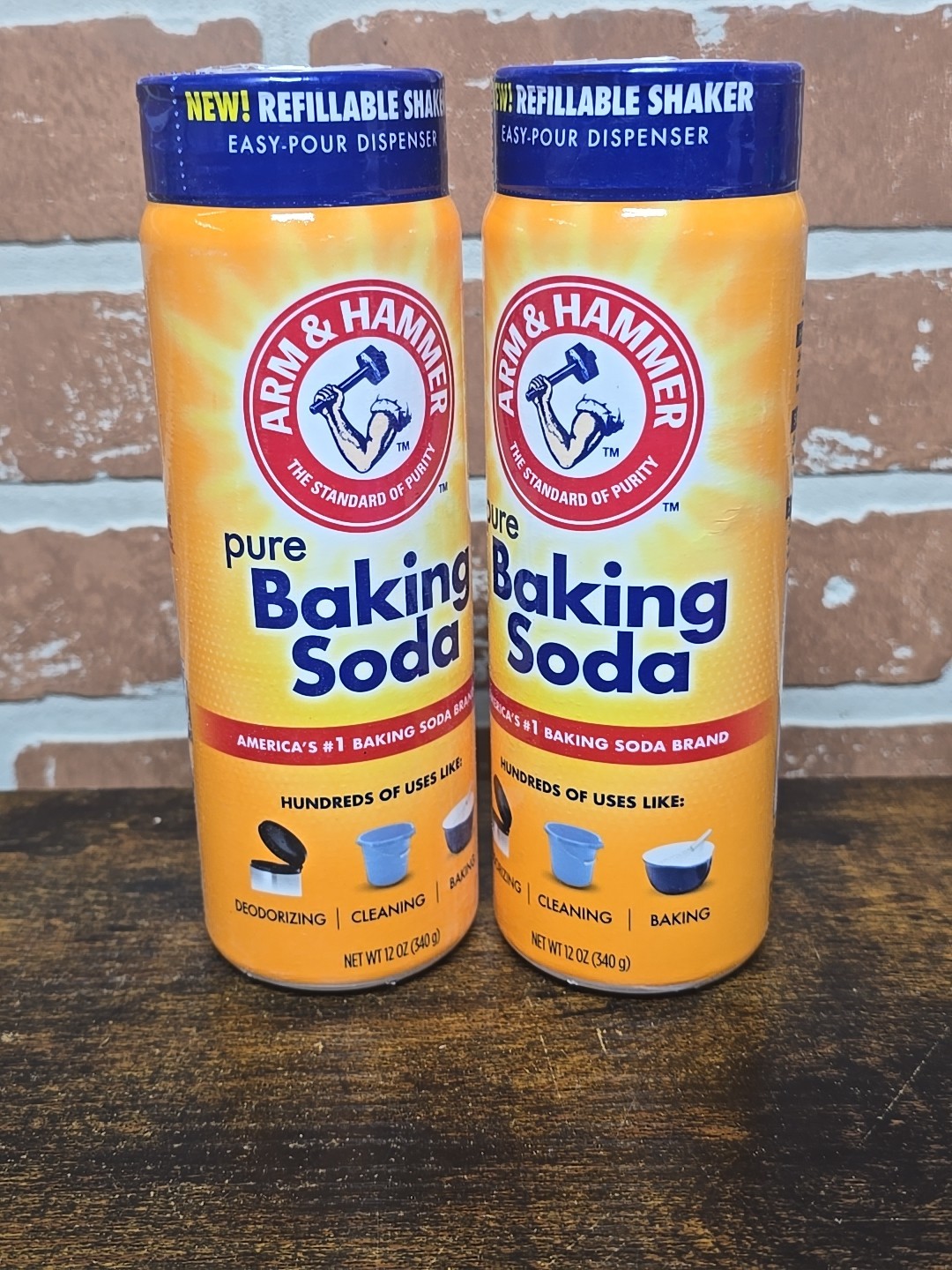 Arm & Hammer Pure Baking Soda, 12 Oz Shake/Spoon Option Pack of 4 New, Free Ship