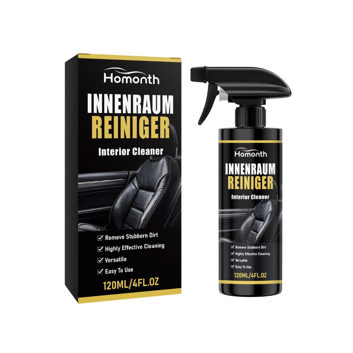 Car Interior Cleaner for Stains, Portable Easy Use, Leather & Dashboard Care