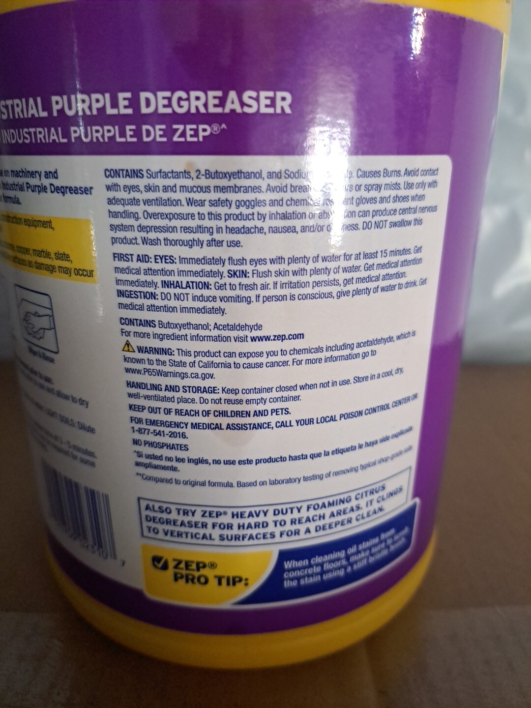 Zep Concentrated Industrial Purple Cleaner & Degreaser Concentrate, 128 oz.