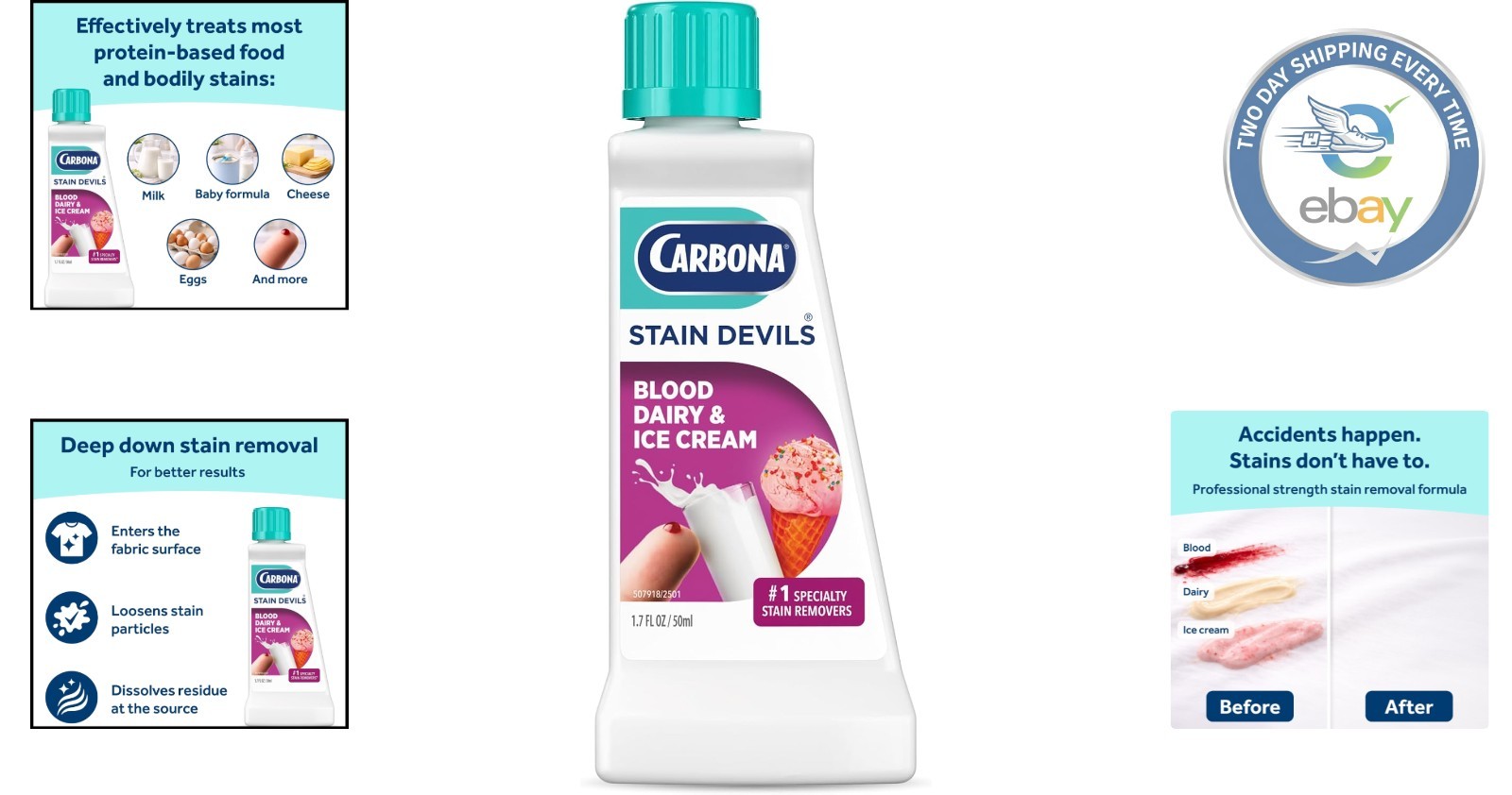 Sensitive Skin Approved Stain Remover for Blood, Dairy & Ice Cream – 1.7 Oz