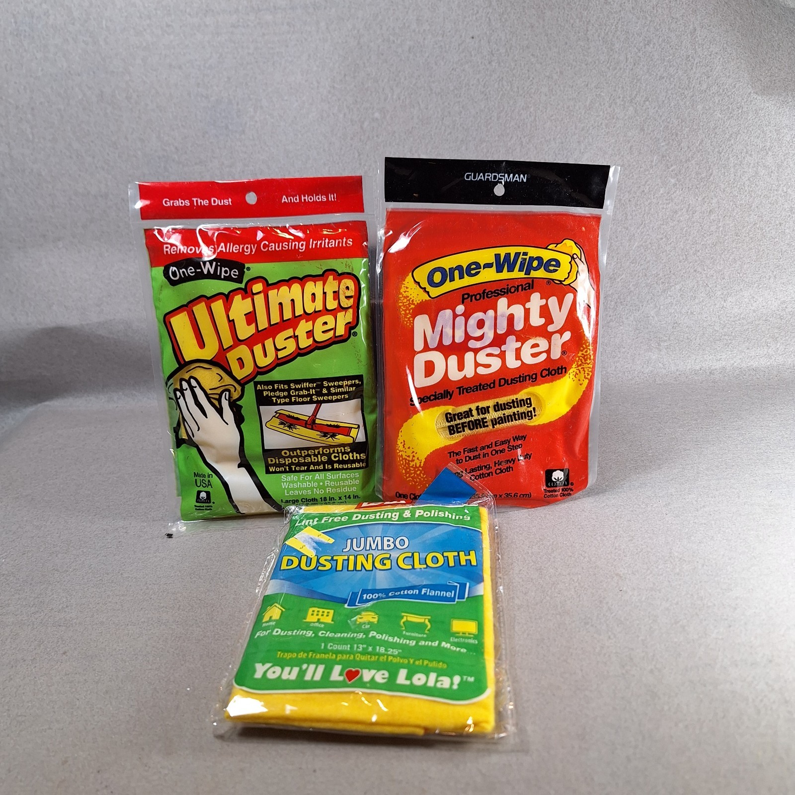Vintage Lot Of 3 Dusting Cloths Ultimate Duster Mighty Duster New NOS
