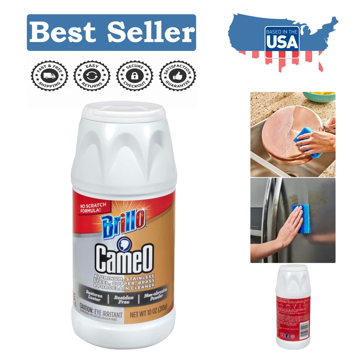Brillo Cameo 10 Oz Cleaner – Phosphorus-Free, Unscented Aluminum & Steel Polish