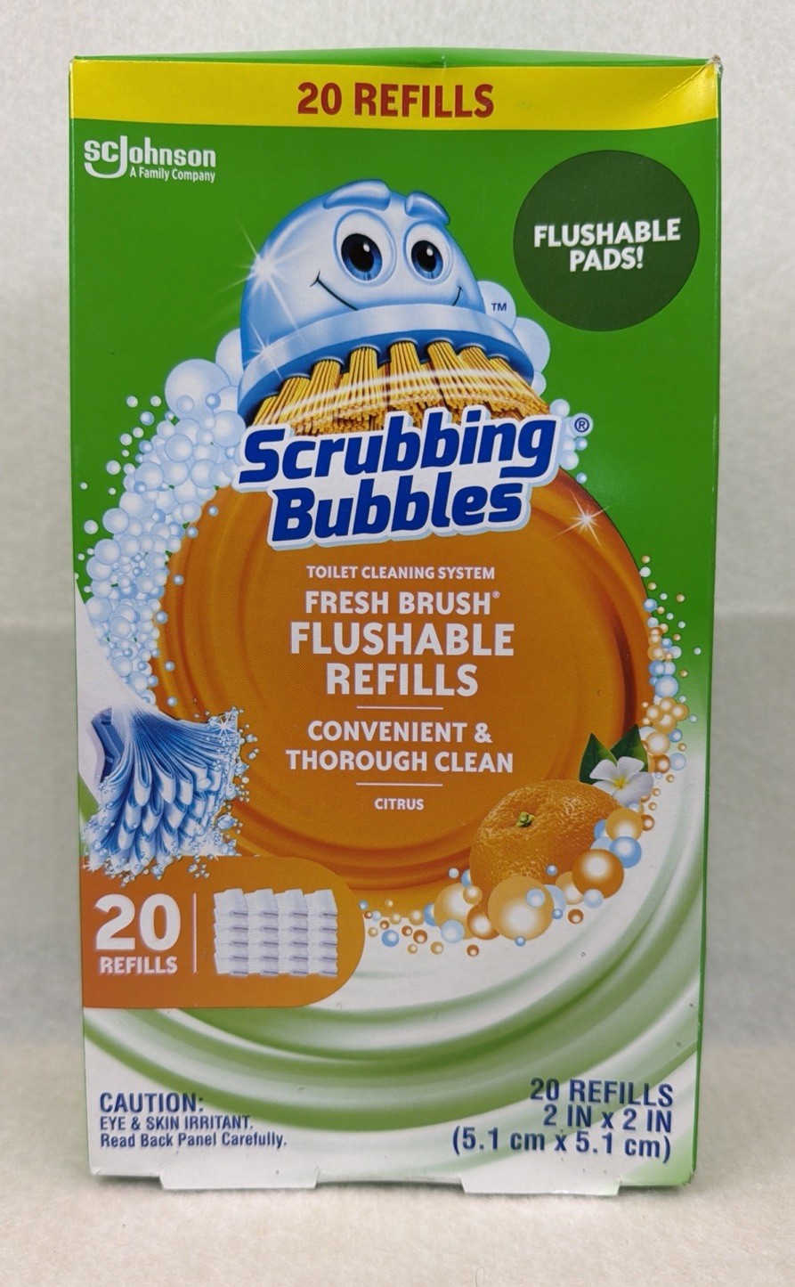Scrubbing Bubbles Fresh Brush Toilet Cleaning System Citrus 20 Flushable Refill.