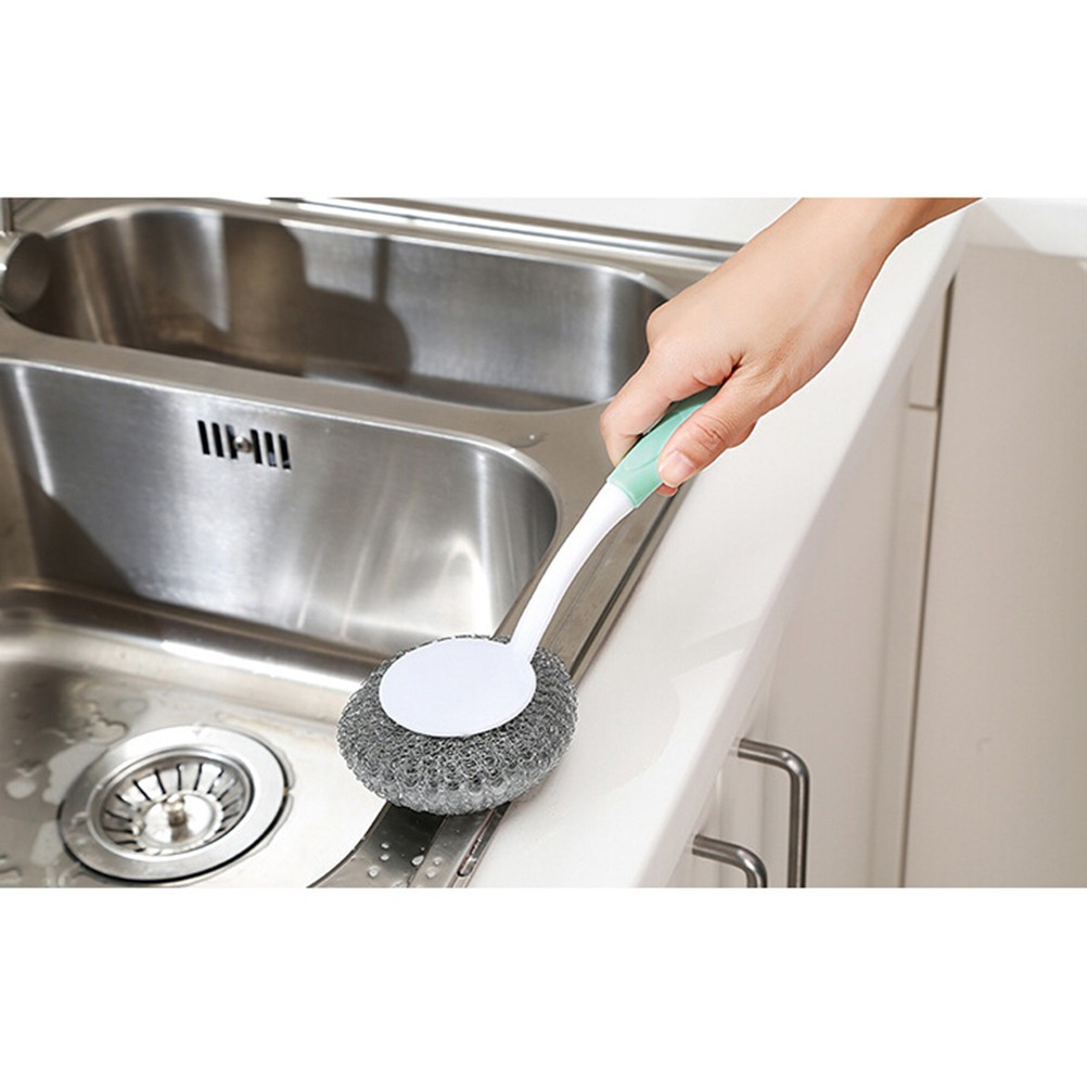 3 Pcs Hanging Cleaning Brush Dishwashing Brush Steel Kitchen Pot Scrubber Wire