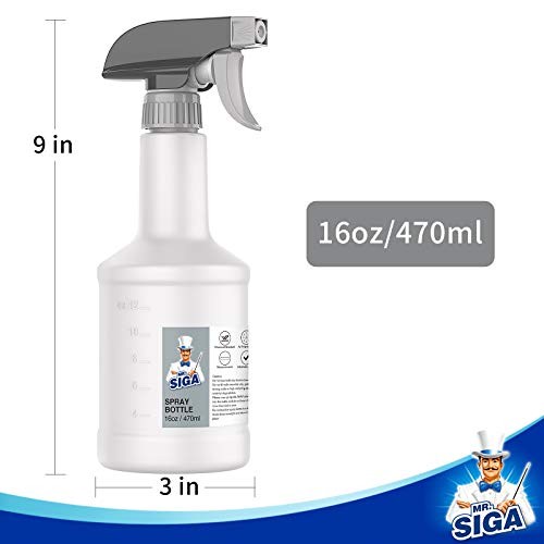 MR.SIGA 16 oz Empty Spray Bottles for Cleaning, Leak Proof Adjustable Nozzle 3 P
