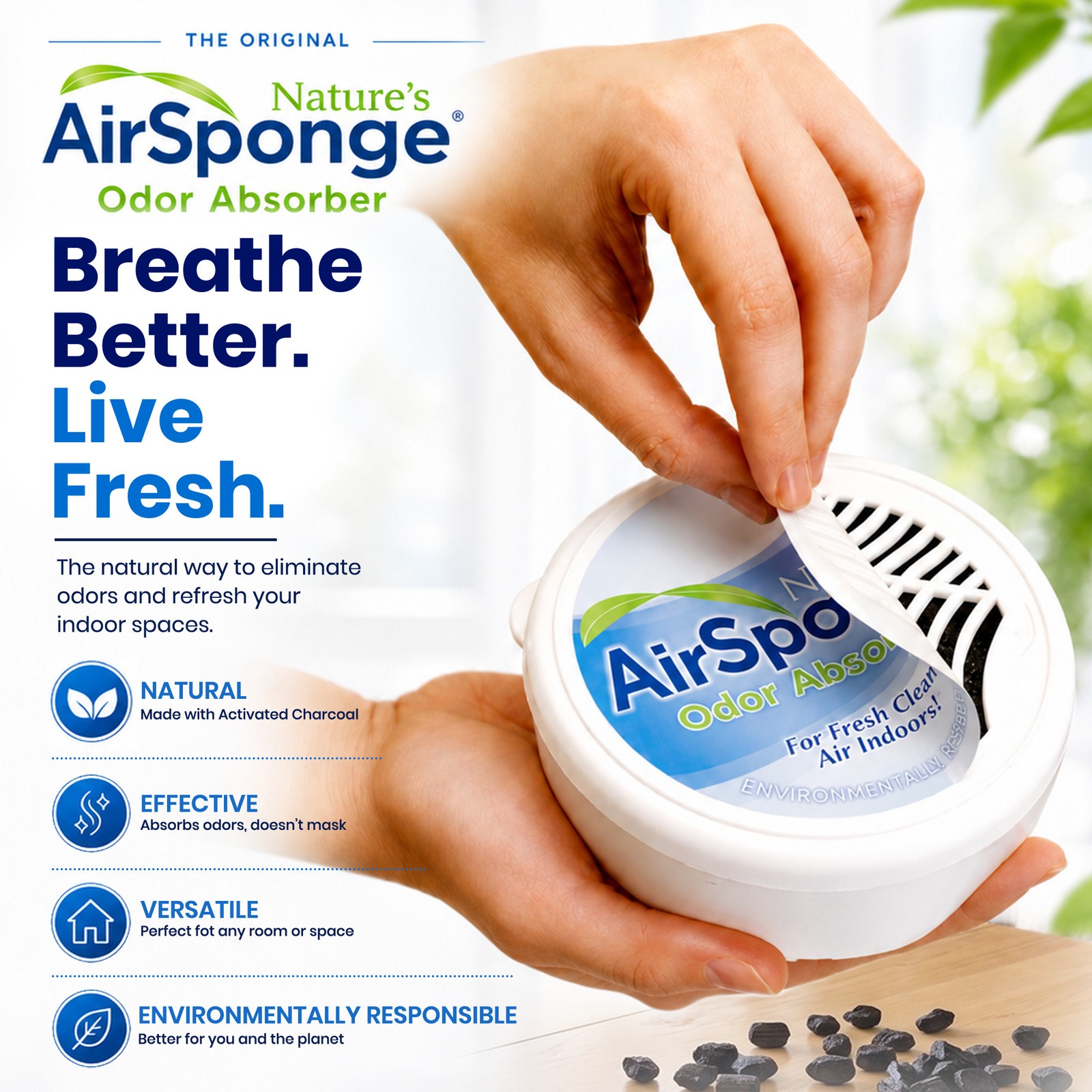 Nature’s Air Sponge 227g Odor Absorber Designer Container with Cap, Set of 6