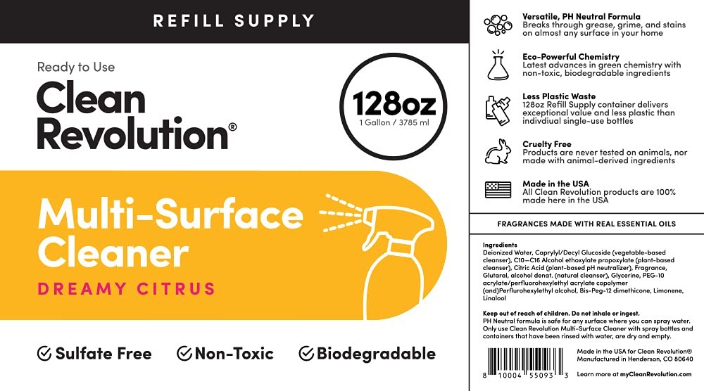 Multi Surface Cleaner Refill Supply, Non-Toxic, Eco-Friendly & Plant-Based, R…
