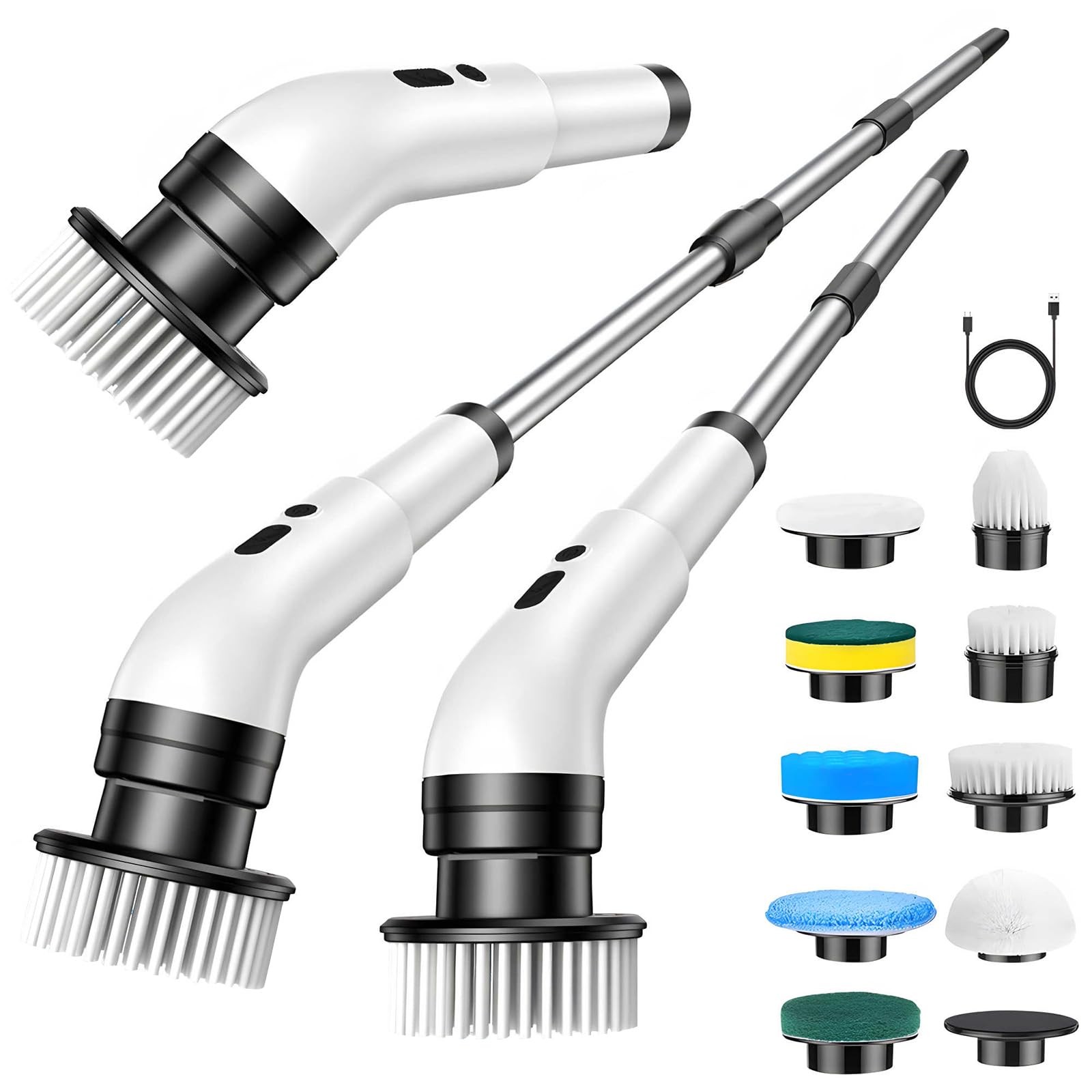 Electric Spin Scrubber, Cordless Bathroom Scrubber Brush with 9 Replaceable H…