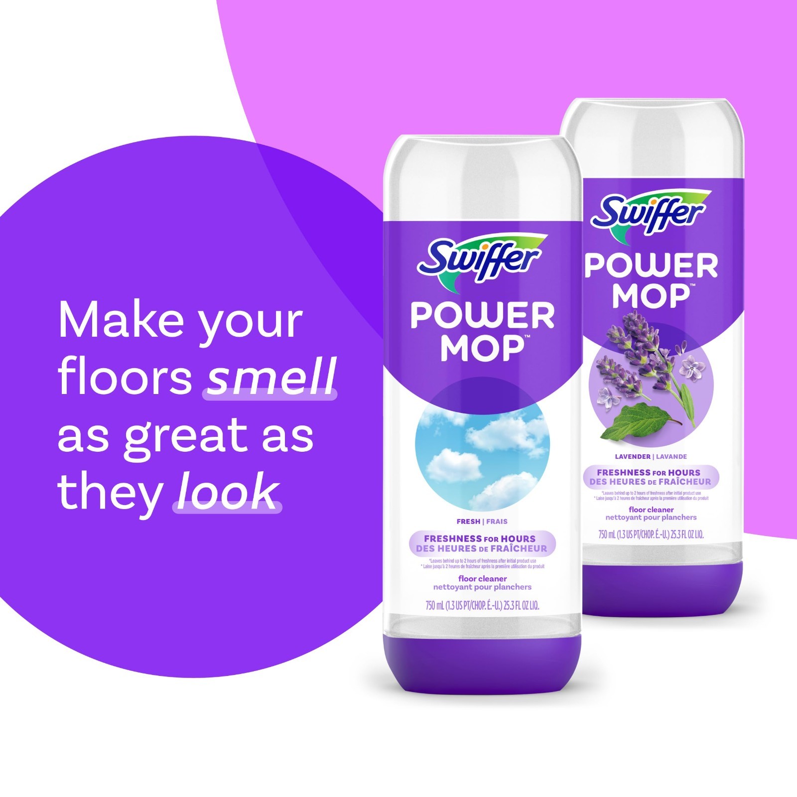 Swiffer Power Mop Floor Cleaning Solution Fresh Scent Floor Cleaner,25.3 oz, 2x.