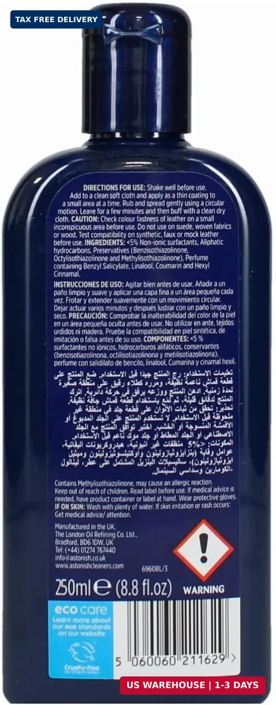 Astonish Leather Conditioning Cream 250ml – Cleaner Conditioner Polish for Car S