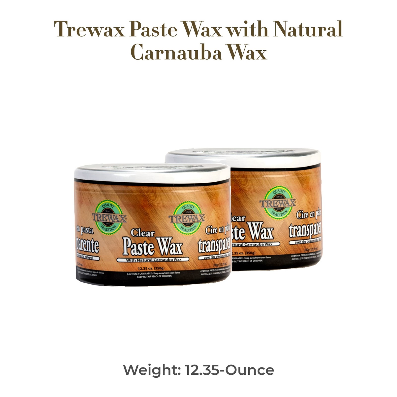 Paste Wax with Carnauba Wax, Clear, 12.35-Ounce, Pack of 2, Ideal on Hardwood…