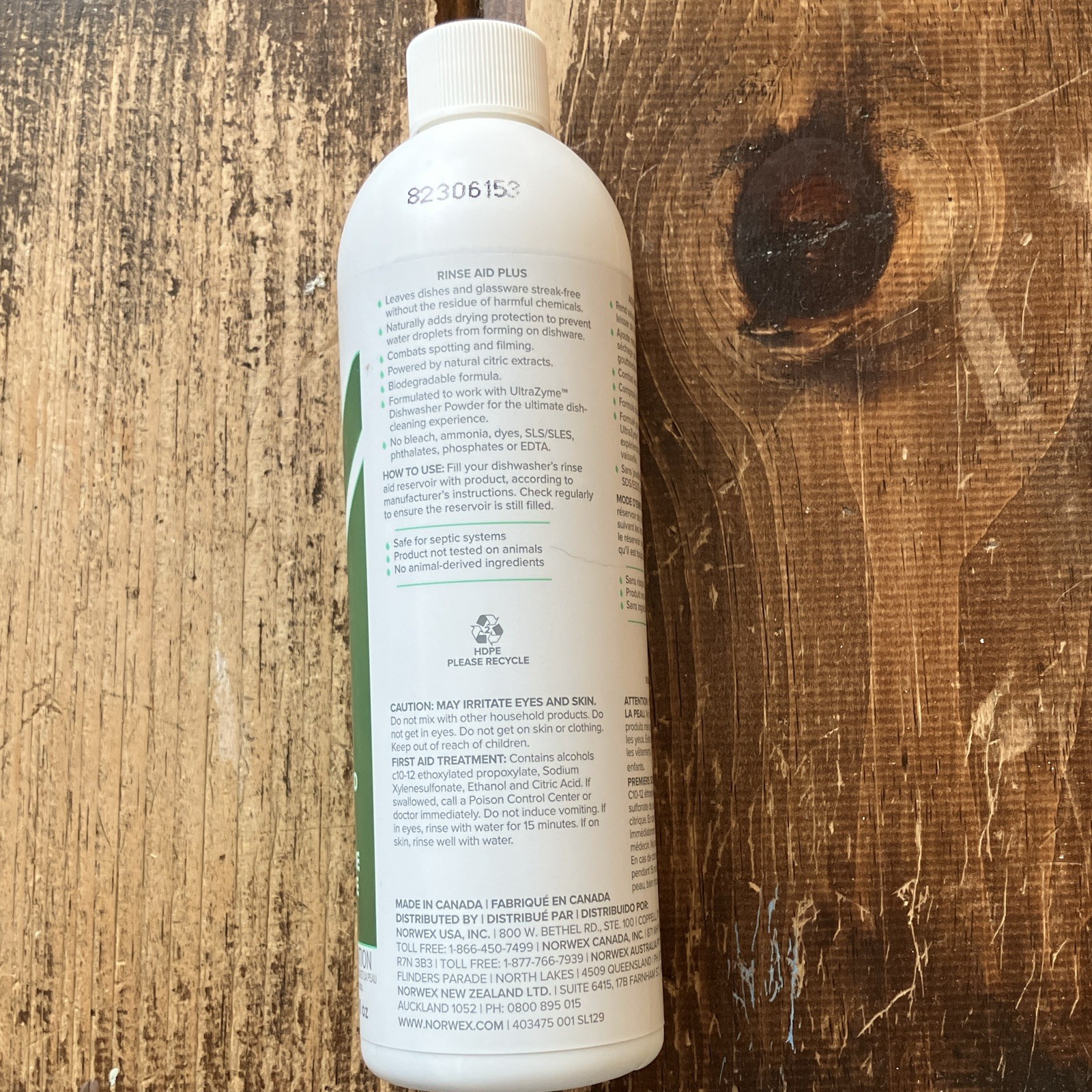 Norwex Rinse Aid Plus Dishwasher Rinse Aid Liquid Scent Free 12 fl oz