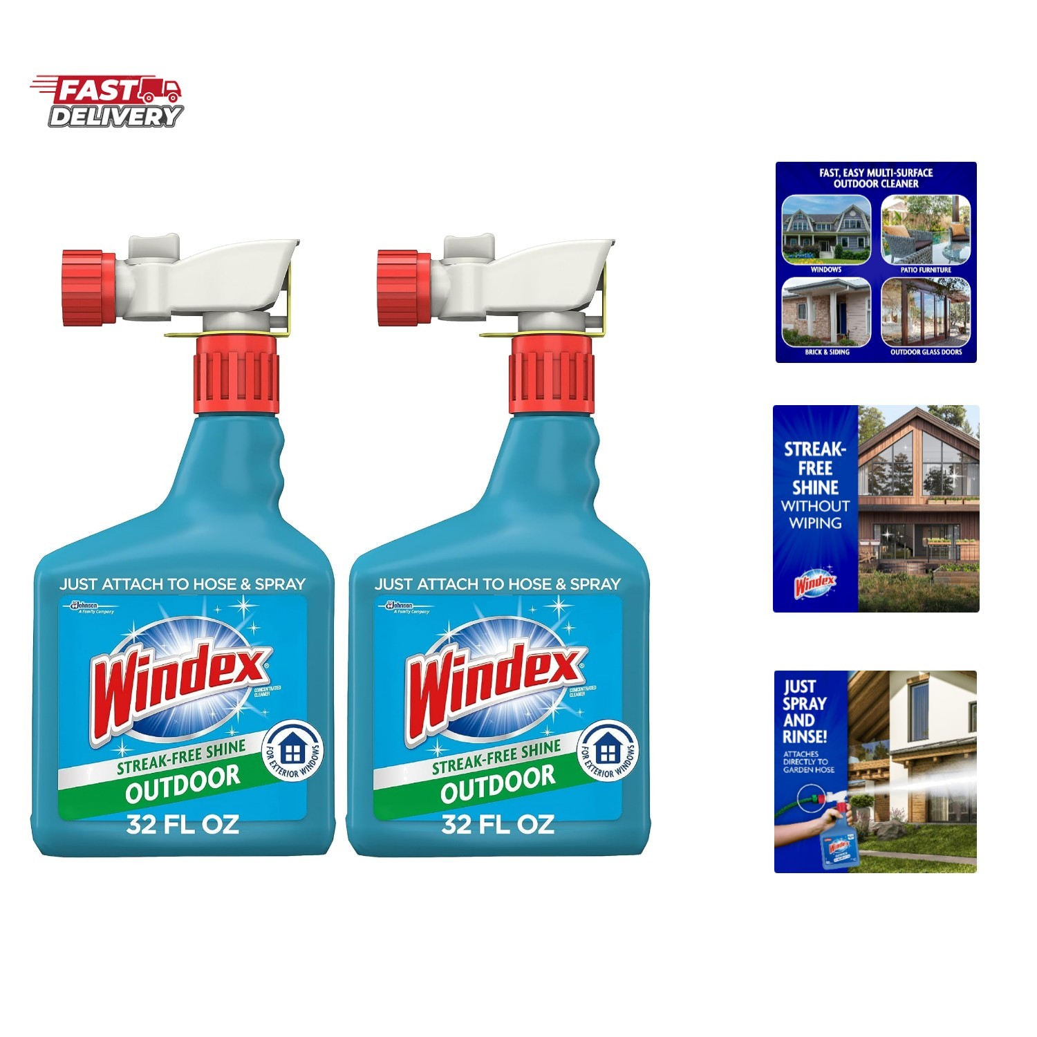 Windex Outdoor Window and Glass Cleaner for Hose Ammonia Free, Concentrated F…