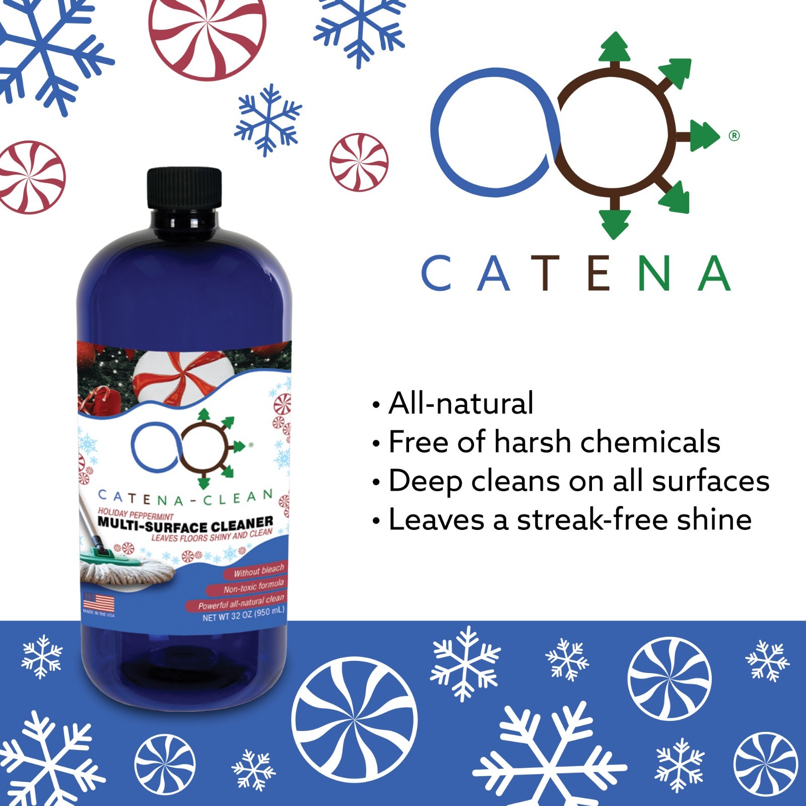 All-Natural Peppermint Scented Mop Cleaner (1 Pack) – Streak-Free Floor Cleaning