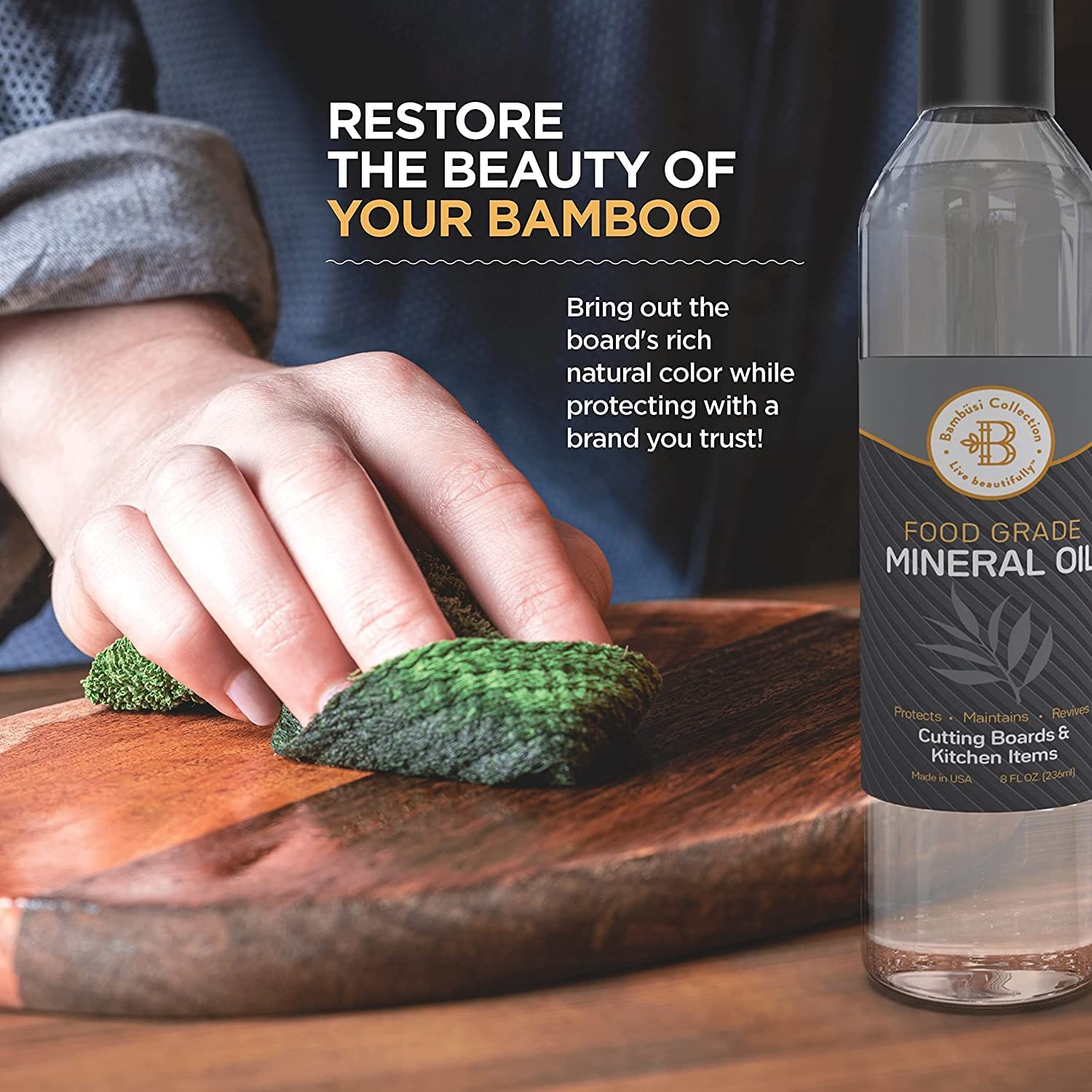 Mineral Oil for Wood Cutting Board 8oz Food Grade Cutting Board Oil + Butche…