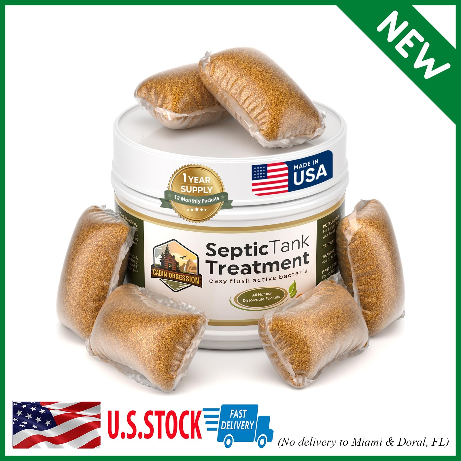 12 Count Septic Tank Treatment – 1 Year Supply of Septic Safe Dissolvable Easy F