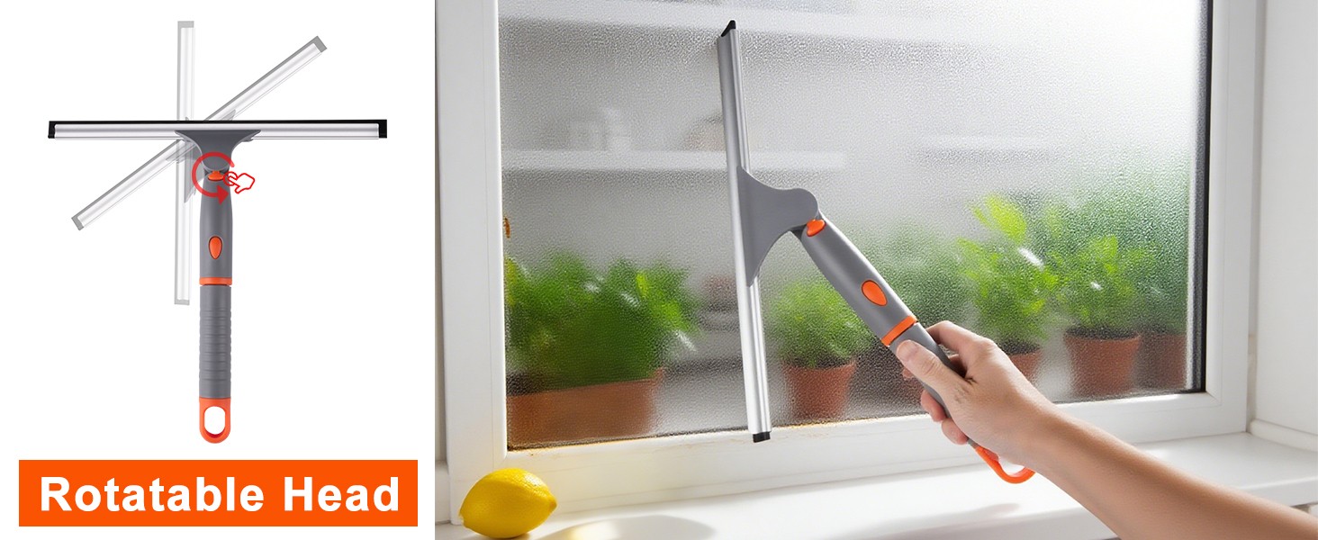 All Purpose 10 inch Shower Squeegee with 2pcs Rubber Wiper Blade Window Squeegee