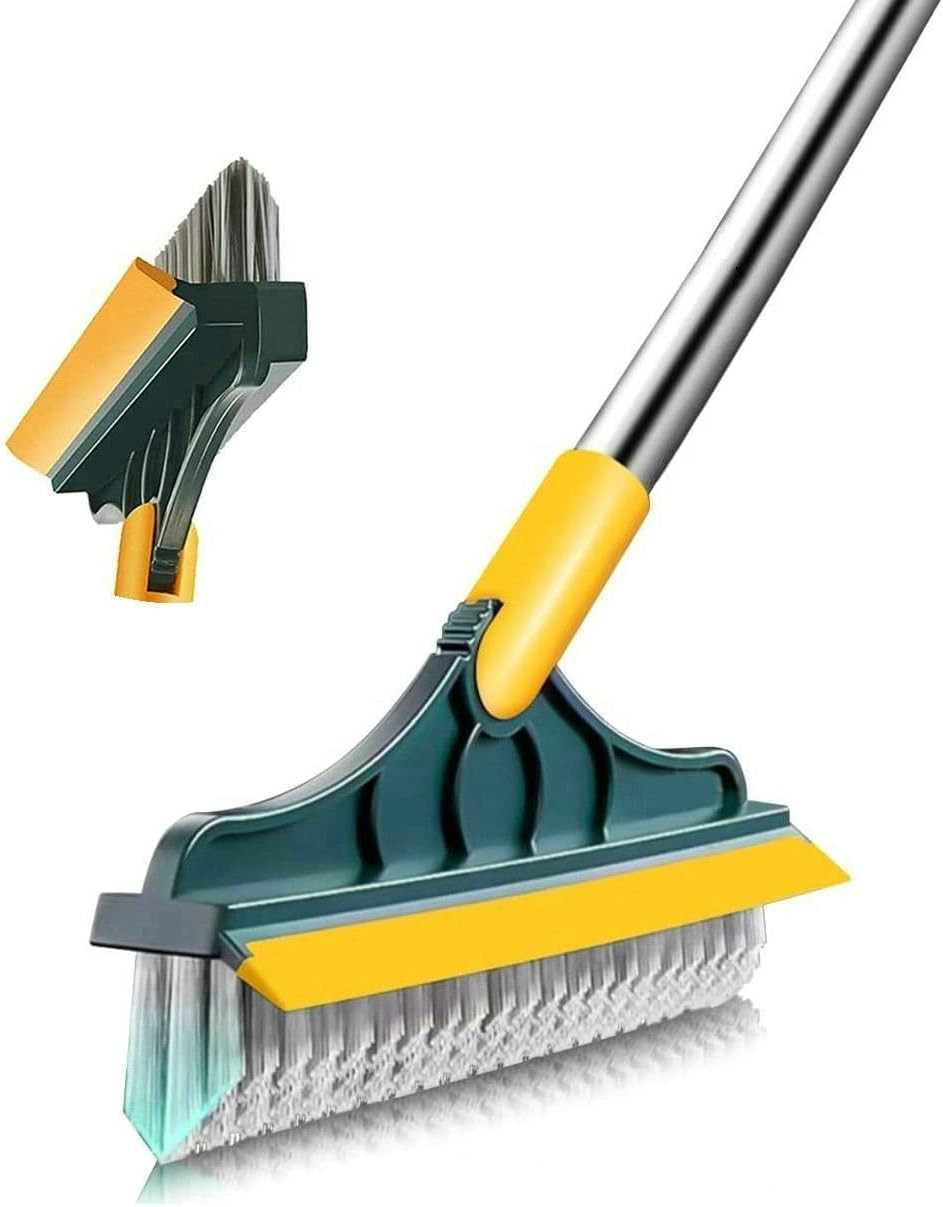 2 in 1 Floor Brush Scrubber with Long Handle Grout Brush 3 Poles 53.5” New Upgr