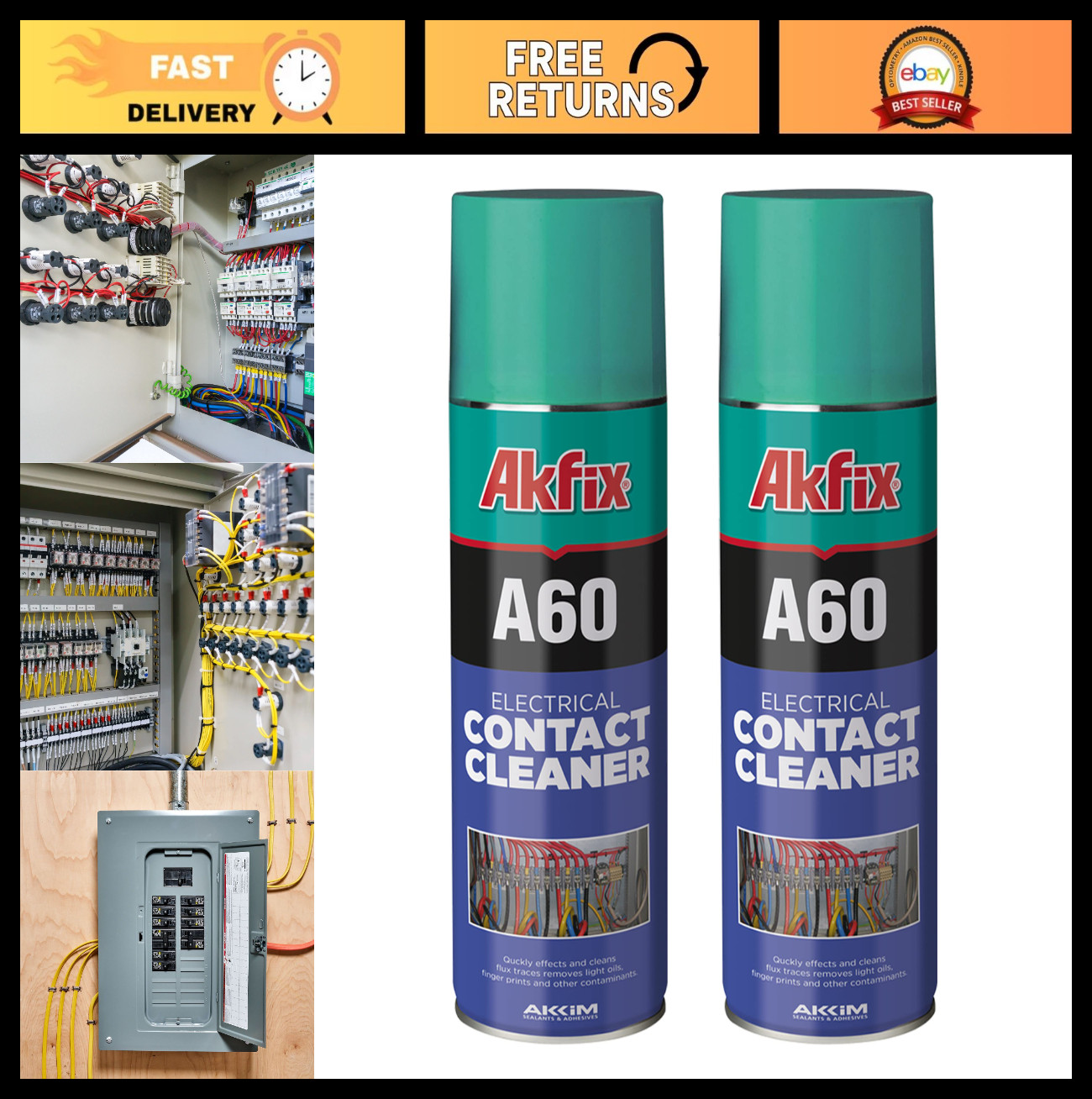 Electrical Contact Cleaner Spray 2 Pack – 12 oz. Safe for Circuit Boards, Flux &