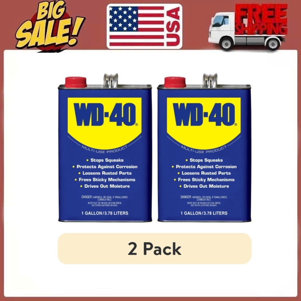 2 PACK WD-40 Multi-Use Product Multi-Use Product Displaces Moisture, 1 Gallon
