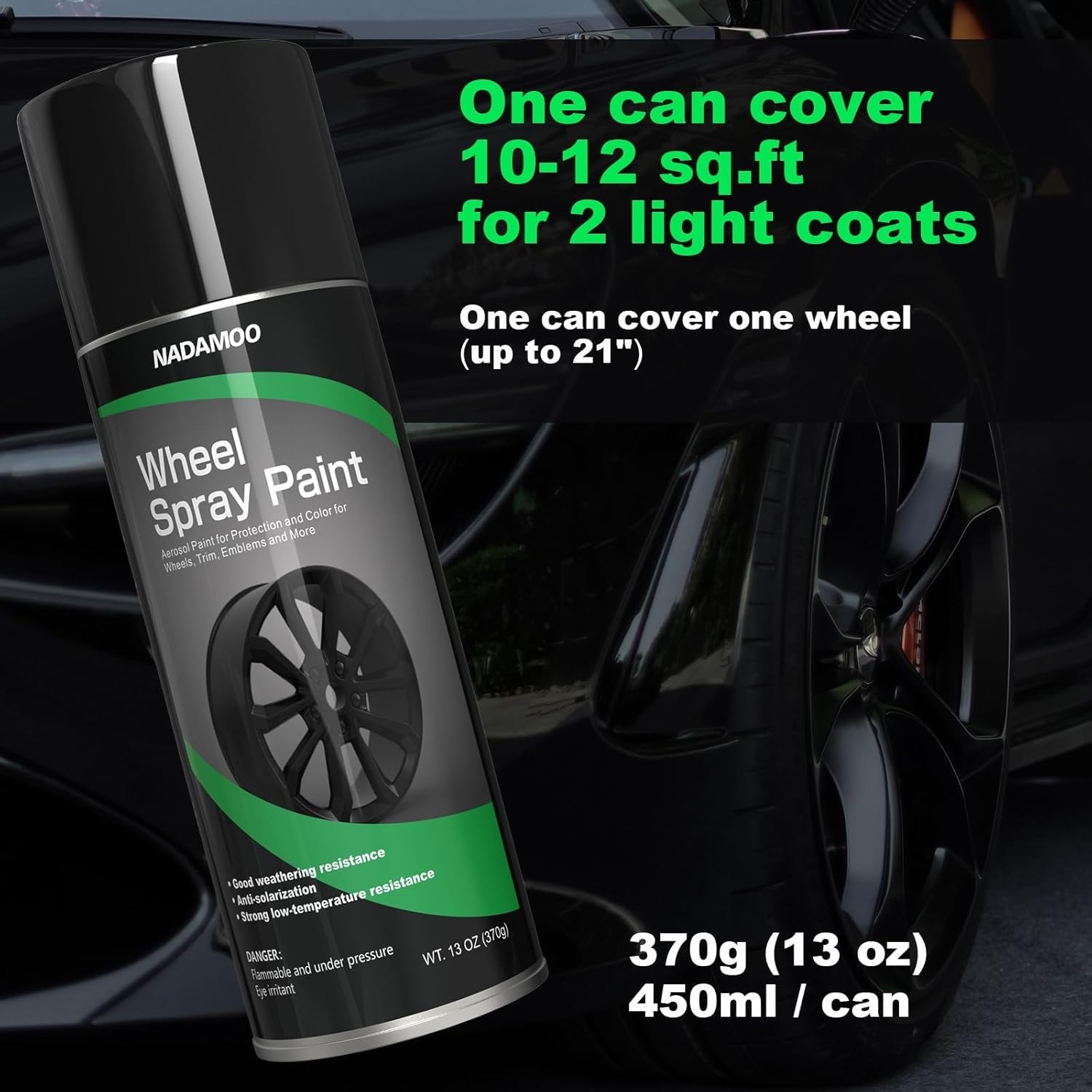 13oz Gloss Black Wheel Spray Paint – Fast Drying, Protective Finish, 2 Pack